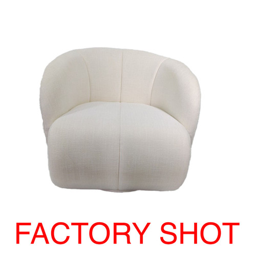 Kyla Ivory Textured Curved Chair with Swivel Base
