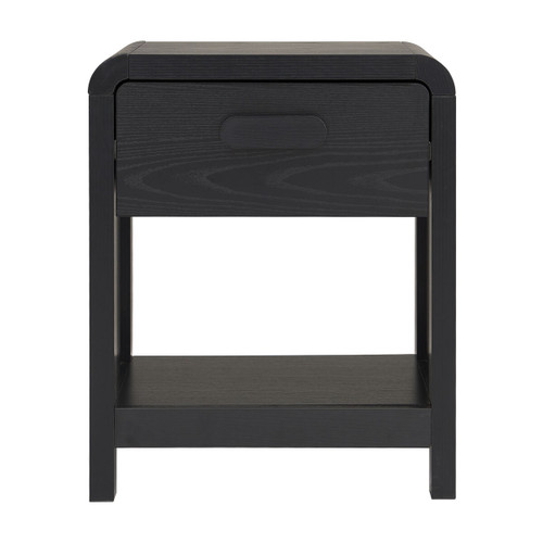 Hantay Black Finish Curved  Side Table with One Drawer
