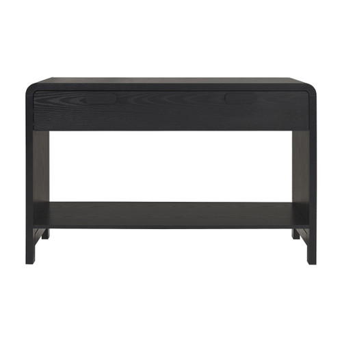 Hantay Black Finish Curved Console Table with One Drawer