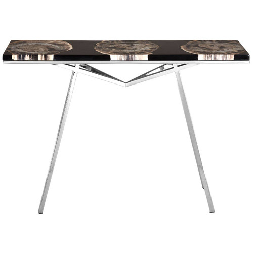 Relic Black Resin/silver Legs  Console Table