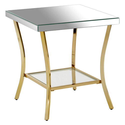 Kensington Townhouse Mirror Side Table with Gold Legs
