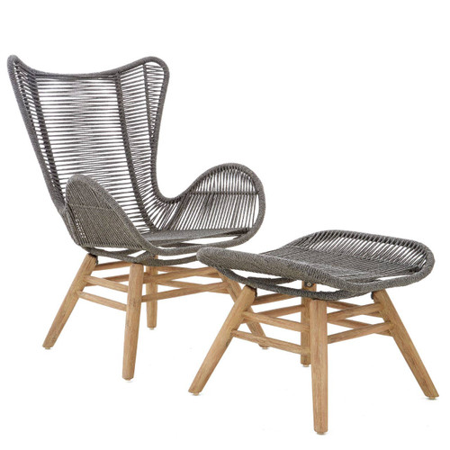 Sisal Grey Rope Lounge Chair & Footstool