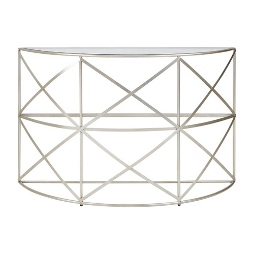 Rubia Silver Leaf Demilune Console Table