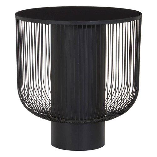 Trento End Table with Black Glass Top