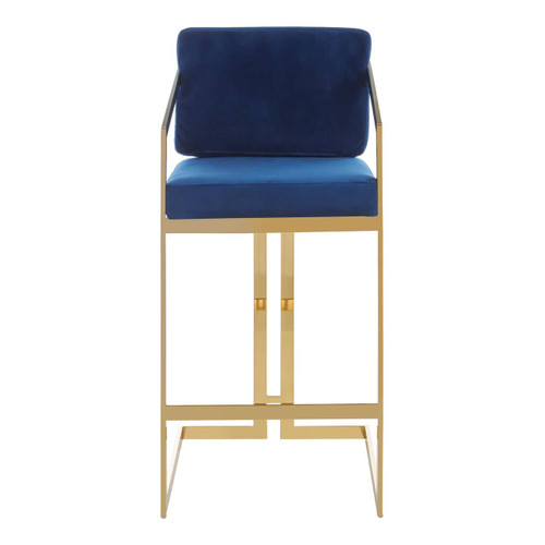 Azalea Blue and Gold Finish Bar Stool