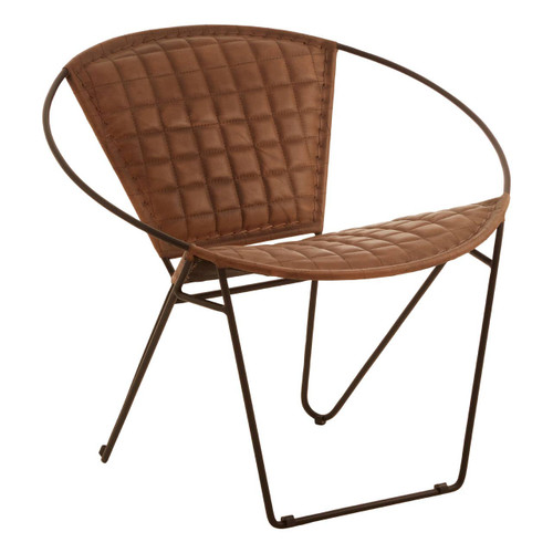 Buffalo Light Brown Leather Iron Chair