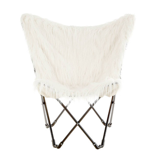 Sienna White Faux Fur Butterfly Chair