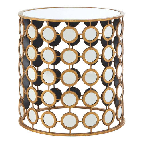Zariah Gold Finish Mirror Side Table