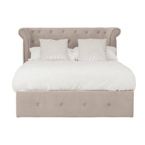 Edison Beige Double Ottoman Bed