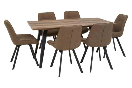 Westford Brown Dining Table with 6 Chairs Set