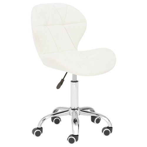 White Velvet Home Office Chair with Swivel Base