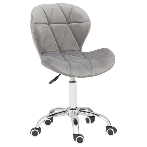 Grey Velvet Home Office Chair with Swivel Base
