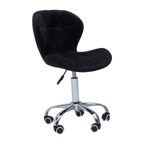 Black Velvet Home Office Chair with Swivel Base