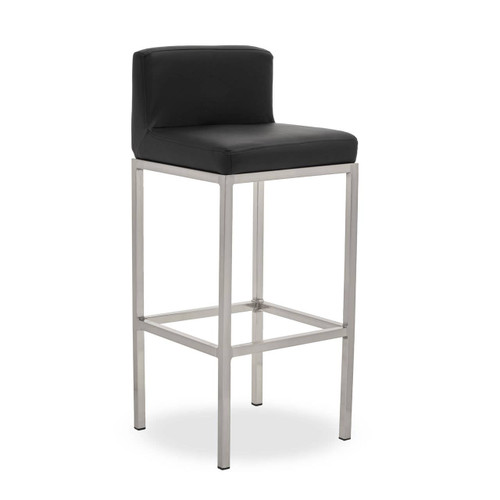 Baina Black Pu And Chrome Finish Bar Chair