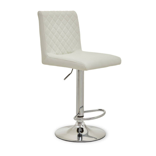 White And Chrome Bar Stool With Round Base