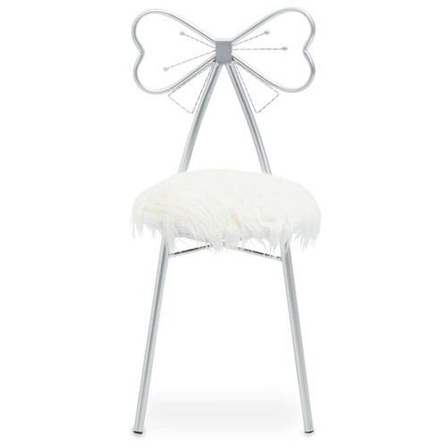 Jolie Silver Bow Faux Fur Chair