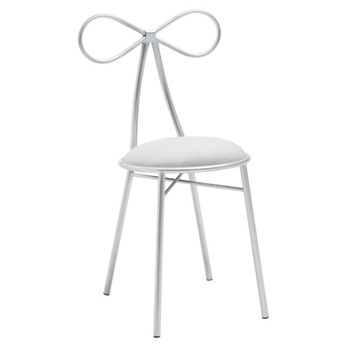 Jolie Silver Bow Silver Velvet Chair