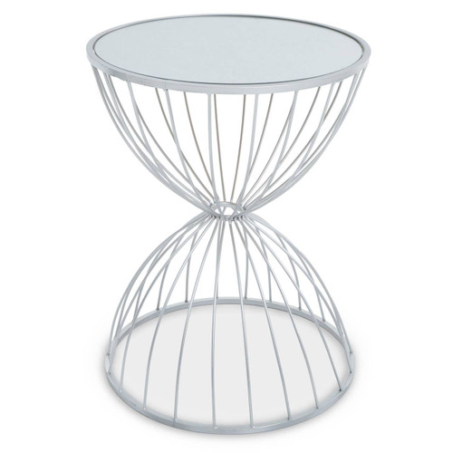 Jolie Hourglass Mirrored Top Silver Frame Side Table