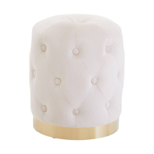 Loretta Stone Grey Velvet Button Tufted Stool