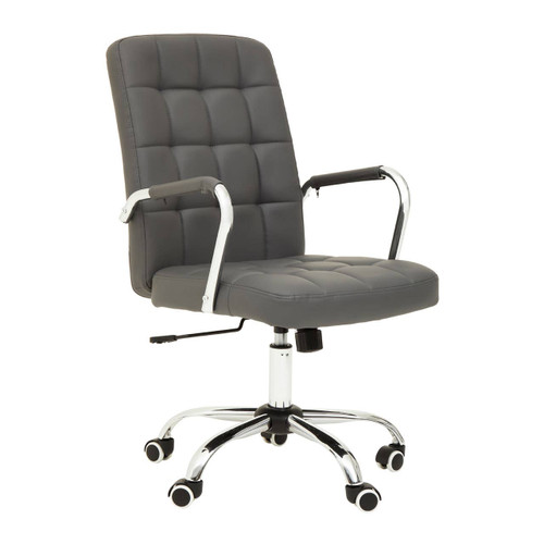 Brent Dark Grey Leather Effect Chair