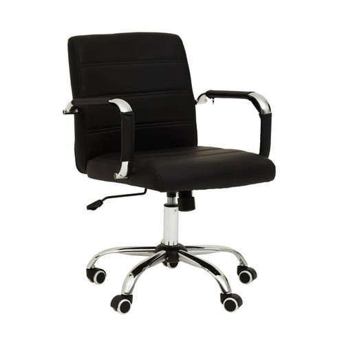 Brent Black Leather Effect Chair with Chrome Base