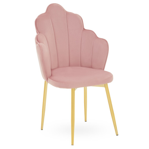 Tian Pink Velvet Dining Chair with Gold Metal Legs Tian Pink Velvet Dining Chair with Gold Metal Legs