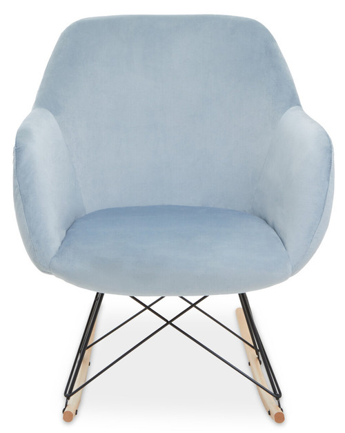 Stockholm Small Blue Velvet Rocking Chair