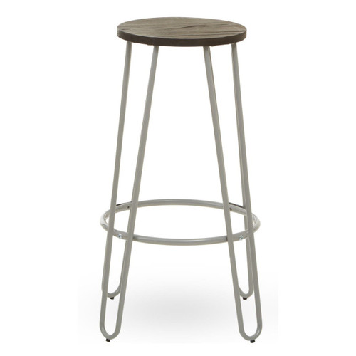 District Grey Finish Metal Frame Bar Stool