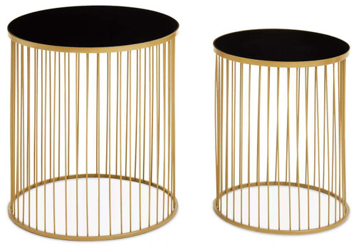 Avento Set Of Two Black And Gold Side Tables