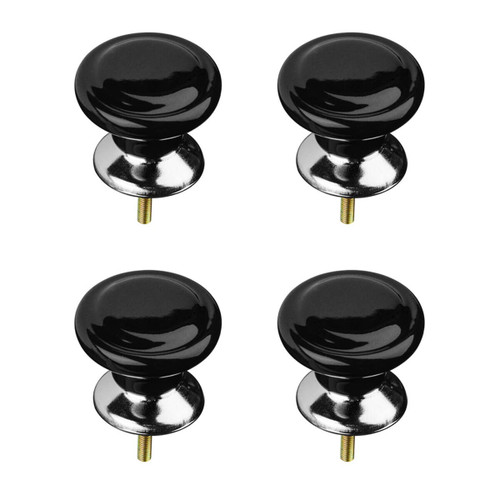 Set of 4 Classic Design Black Ceramic Drawer Knobs