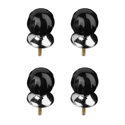 Set of 4 Retro Style Black Ceramic Drawer Knobs