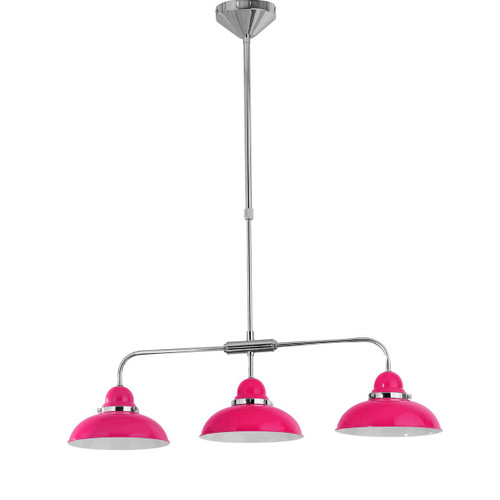 Pendant Hot Pink and Chrome 3 Light Pendant