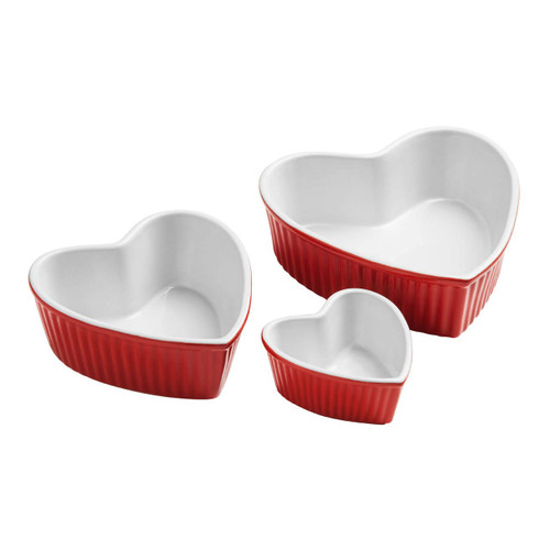 Amour Red Stoneware Heart Shape Dishes