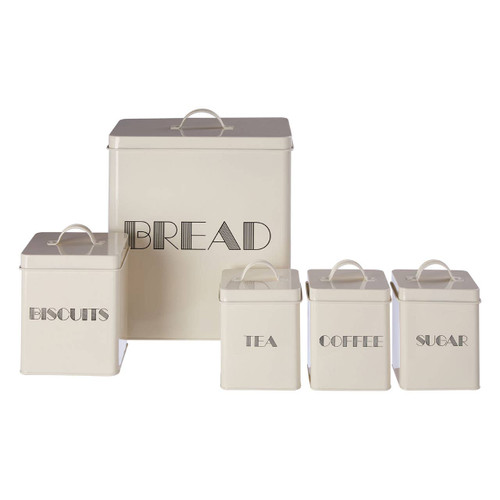 5 Pc Cream Finish Storage Set