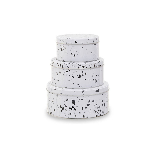 Set of Three Speckled Storage Tins