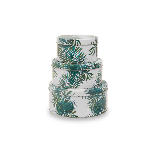 Set of Three Palm Storage Tins