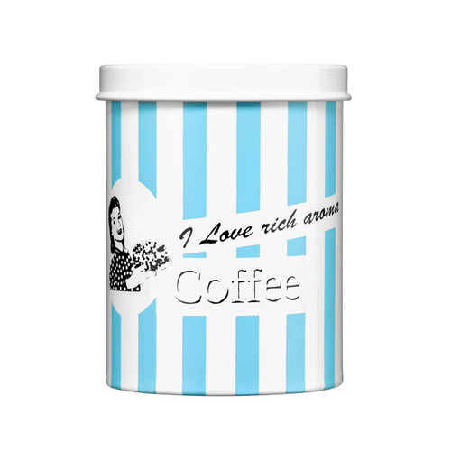 "I love rich aroma" Blue Coffee Canister