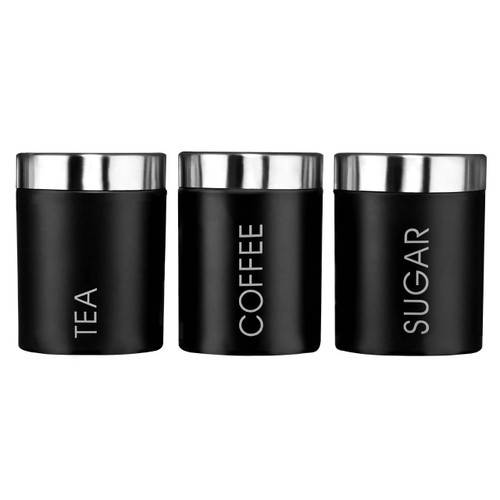 Black Enamel Tea Coffee and Sugar Set