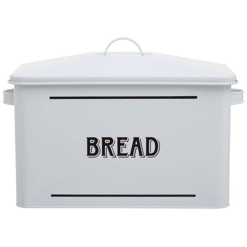 Grocer White Metal Bread Bin