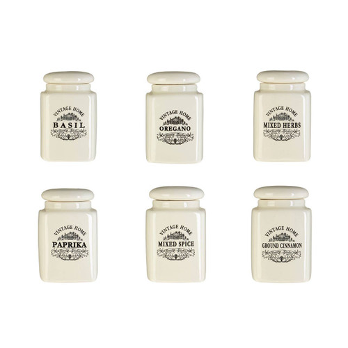 Vintage Home Spice Jars - Set of 6