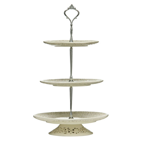 3 Tier Ceramic Lace Cake Plate