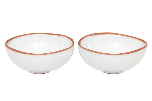 Calisto Terracotta Set of 2 White Glazed Mini Bowls