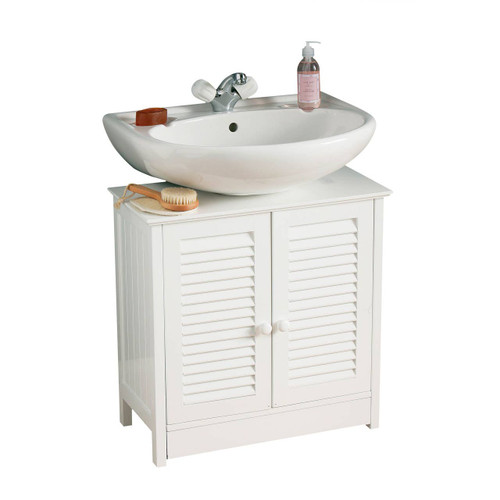 White Wood Under Sink Bathroom Cabinet