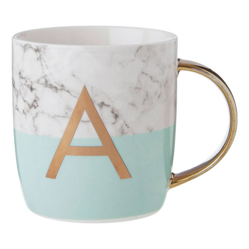 Mimo Pastel Green A Letter Monogram Mug