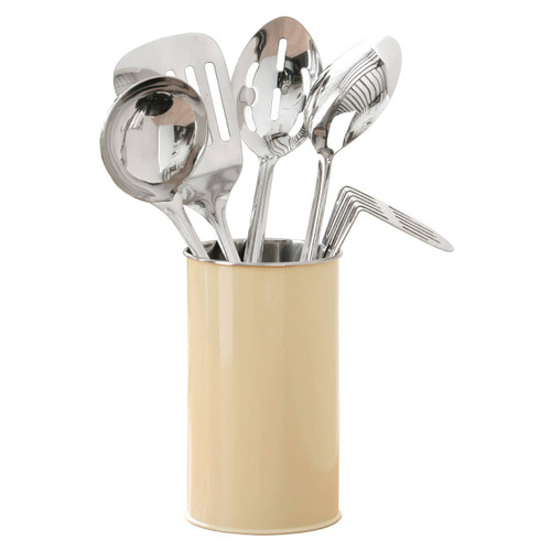 5pc Cream Enamel Canister Tool Set