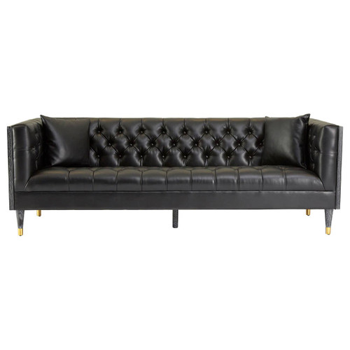 Raven Black Faux Leather 3 Seat Sofa