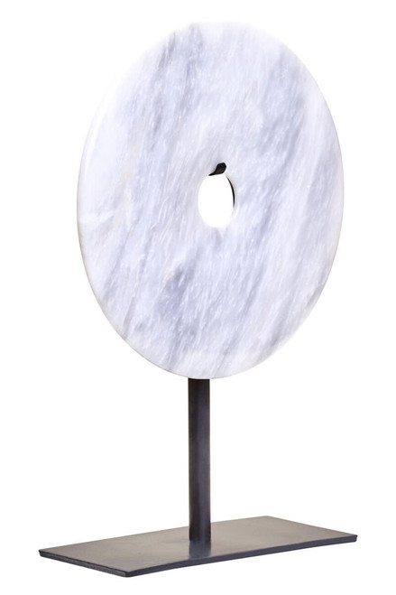 Zoro Small Round White Marble Disc Sculpture