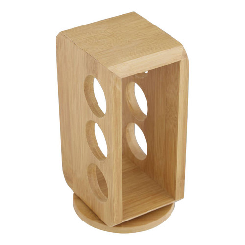 6 Bottles Bamboo Wood Revolving Spice Rack