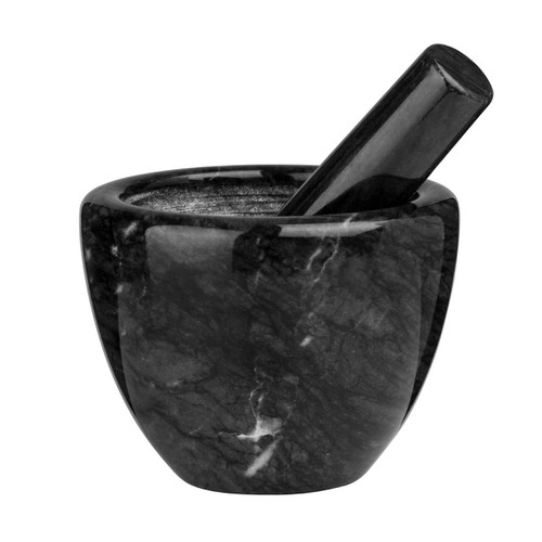 Black Marble Plain Mortar and Pestle