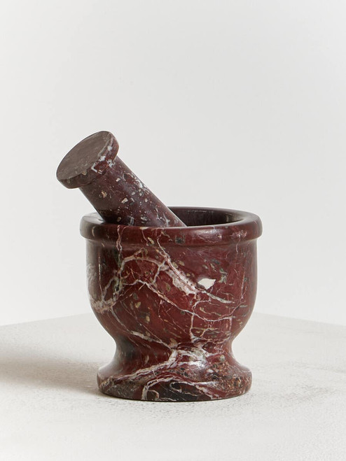 Salmo Red Marble Mortar and Pestle